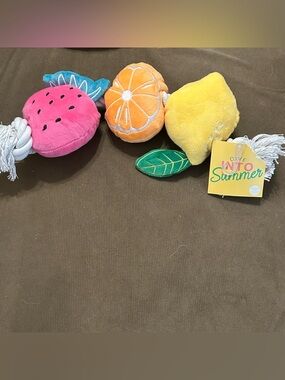 Dive into Summer Fruit Rope Dog Toy with One Squeaker in Each Fruit NEW